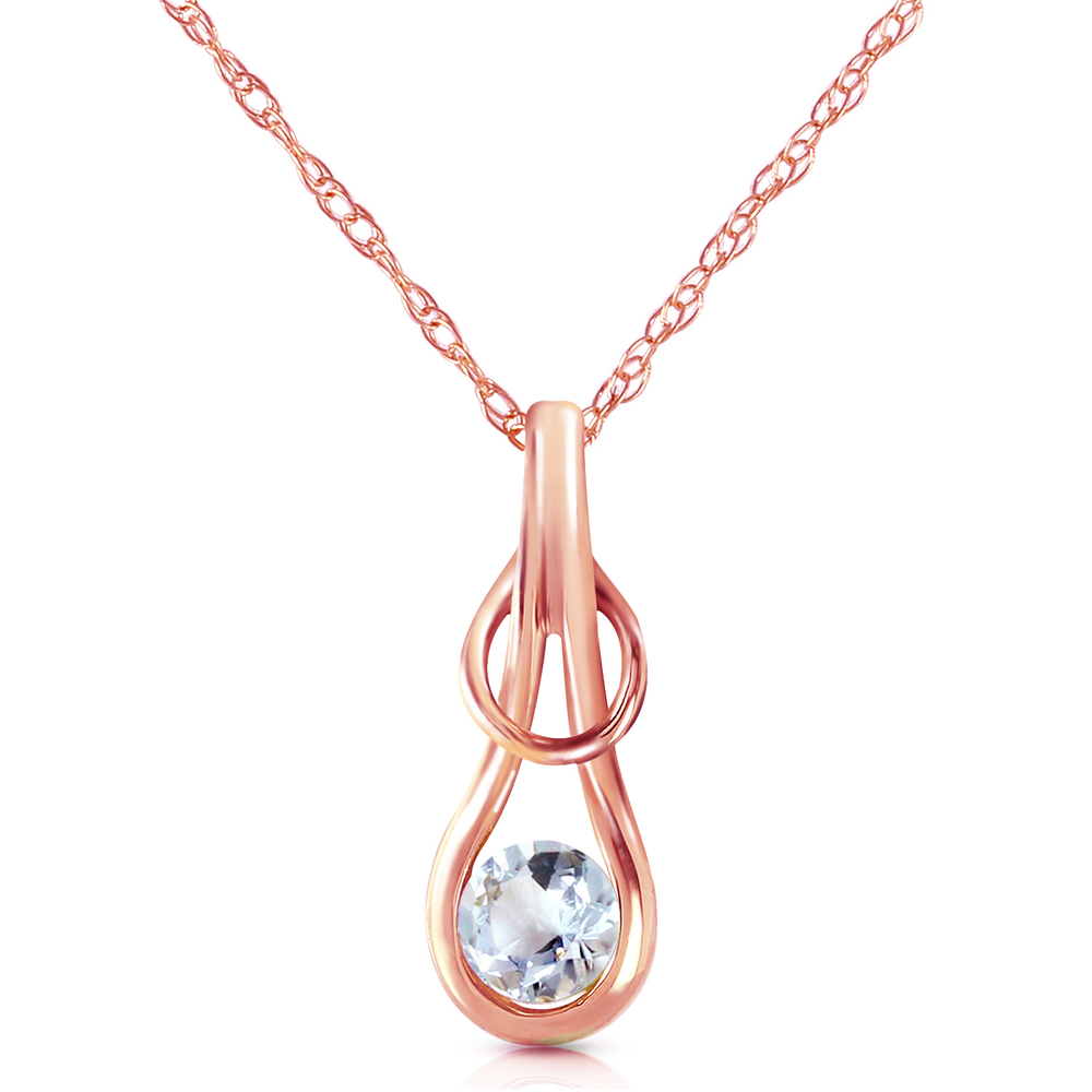 14K. SOLID GOLD NECKLACE WITH NATURAL AQUAMARINES (Rose Gold) - Picture 1 of 3